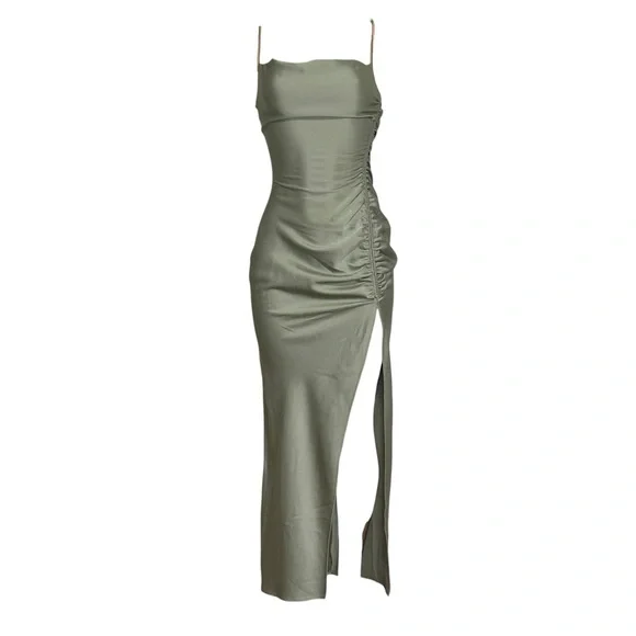 BHLDN Jennings Satin Charmeuse Gown, Moss, 0 (US) - Picture 9 of 9